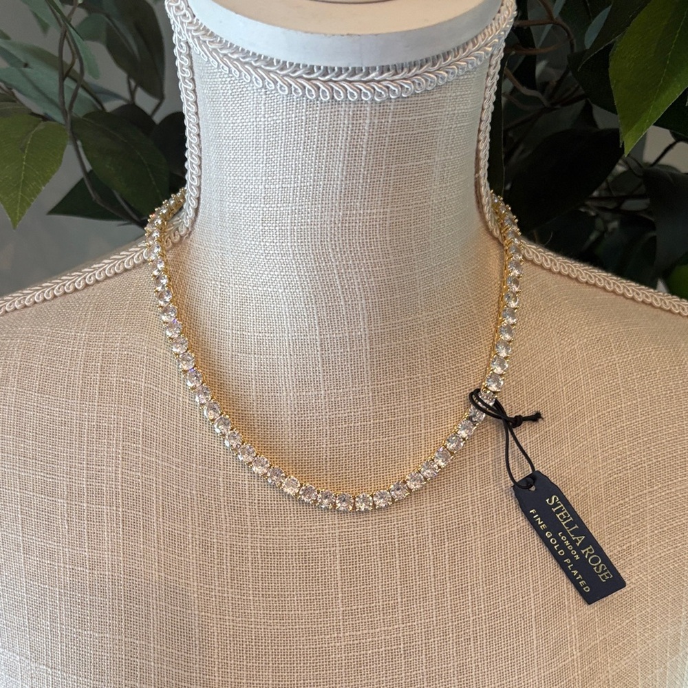 Stella Rose Gold-Plated Crystal Tennis Necklace